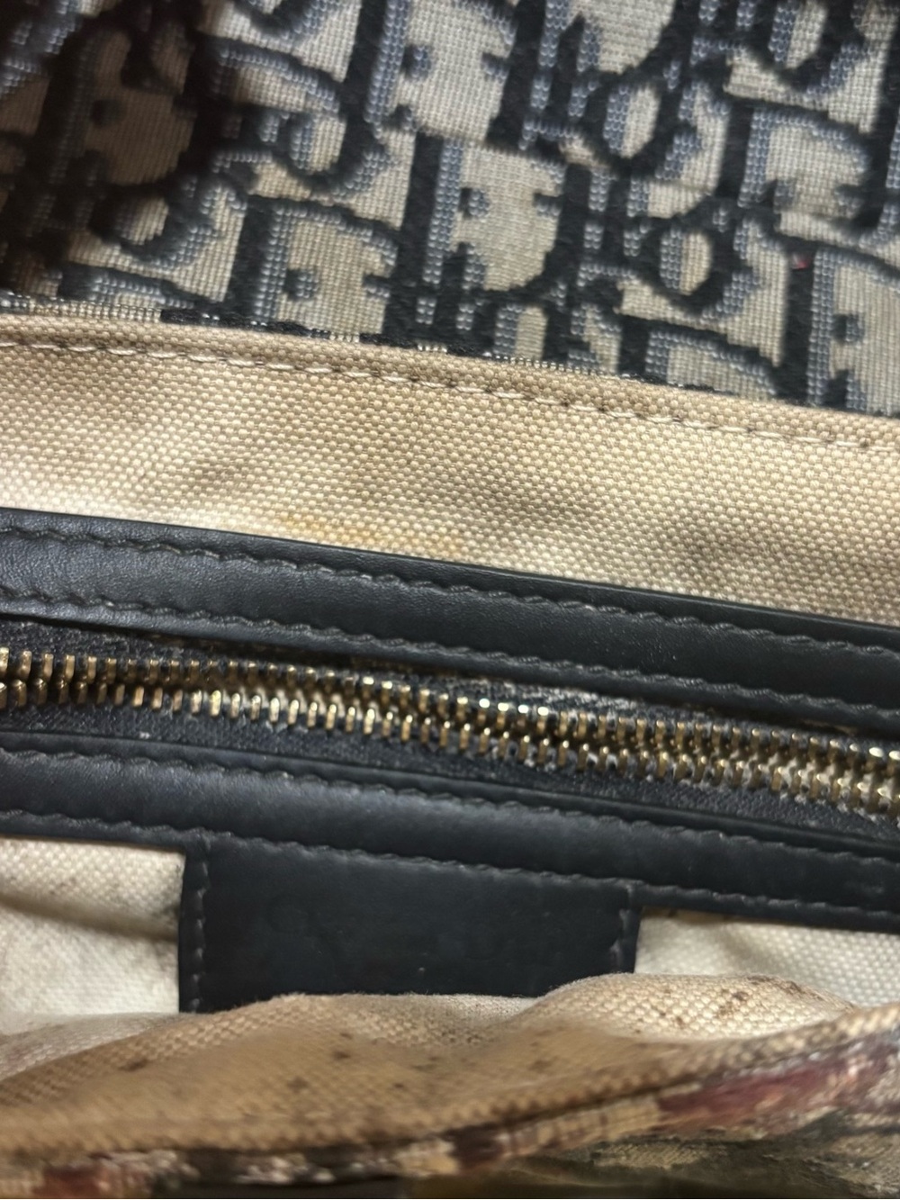 Dior Monogram Saddle Shoulder Bag in Gray and Black with Gold 'D' Charm - Picture 6 of 8